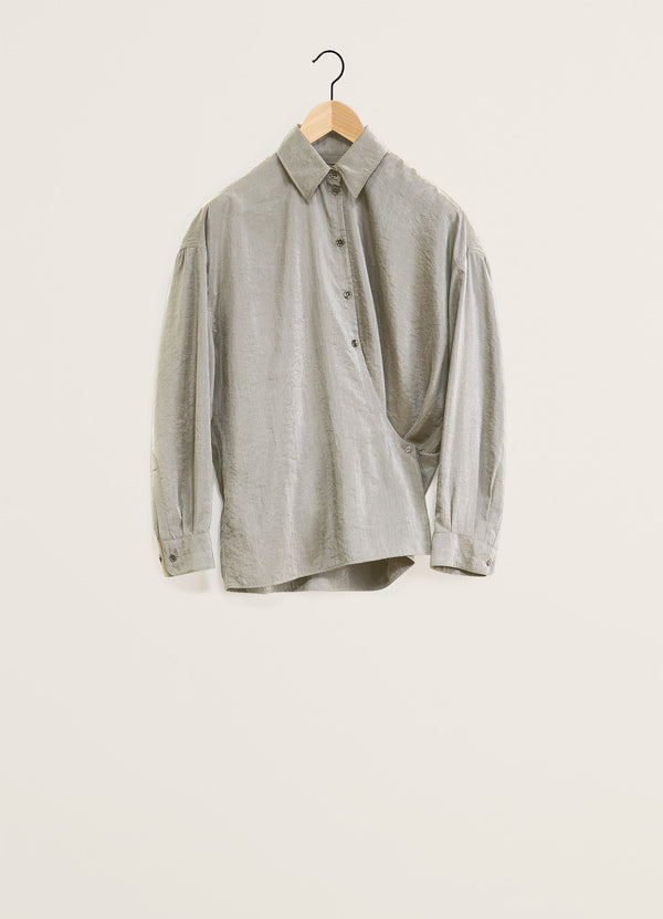 Light Misty Grey Dry Silk Twisted Shirt