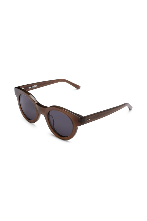 Manifesto Shop Sun Buddies Edie Ash Grey Sunglasses Round Frame Vintage Look Tinted Lens Side View