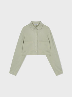 Light Khaki Linen Pocket Crop Shirt