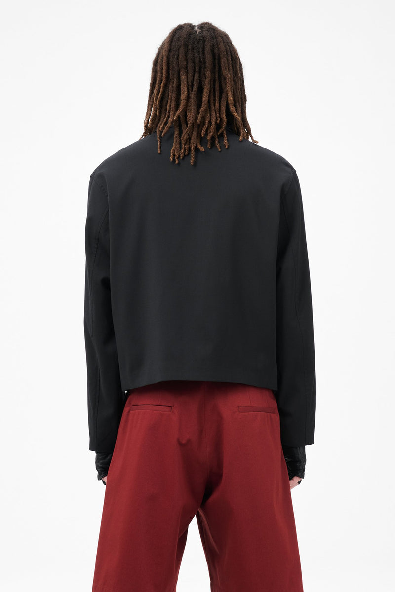 Black Worsted Wool Mini Jacket