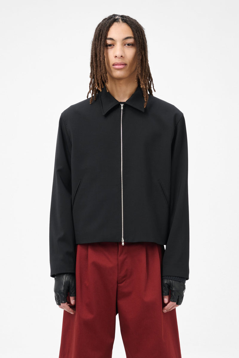 Black Worsted Wool Mini Jacket