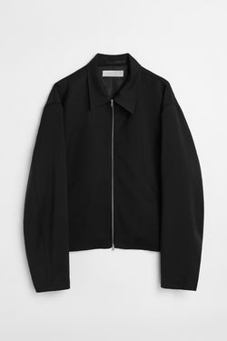 Black Worsted Wool Mini Jacket