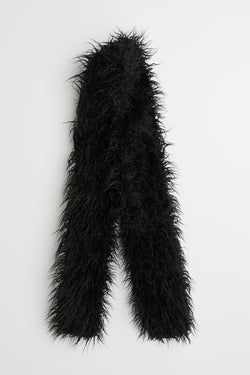 Black Fake Fur Floss Scarf