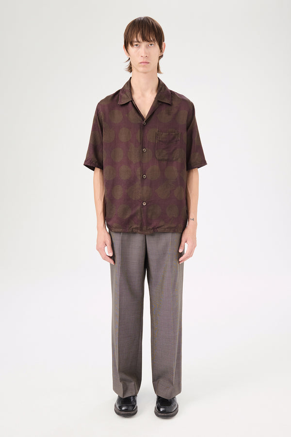 Dotted Print Cotton Silk SS Heusen Shirt