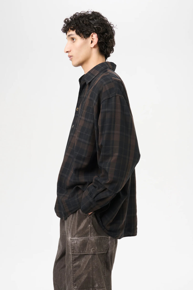 Black Sheer Shadow Check Borrowed Shirt