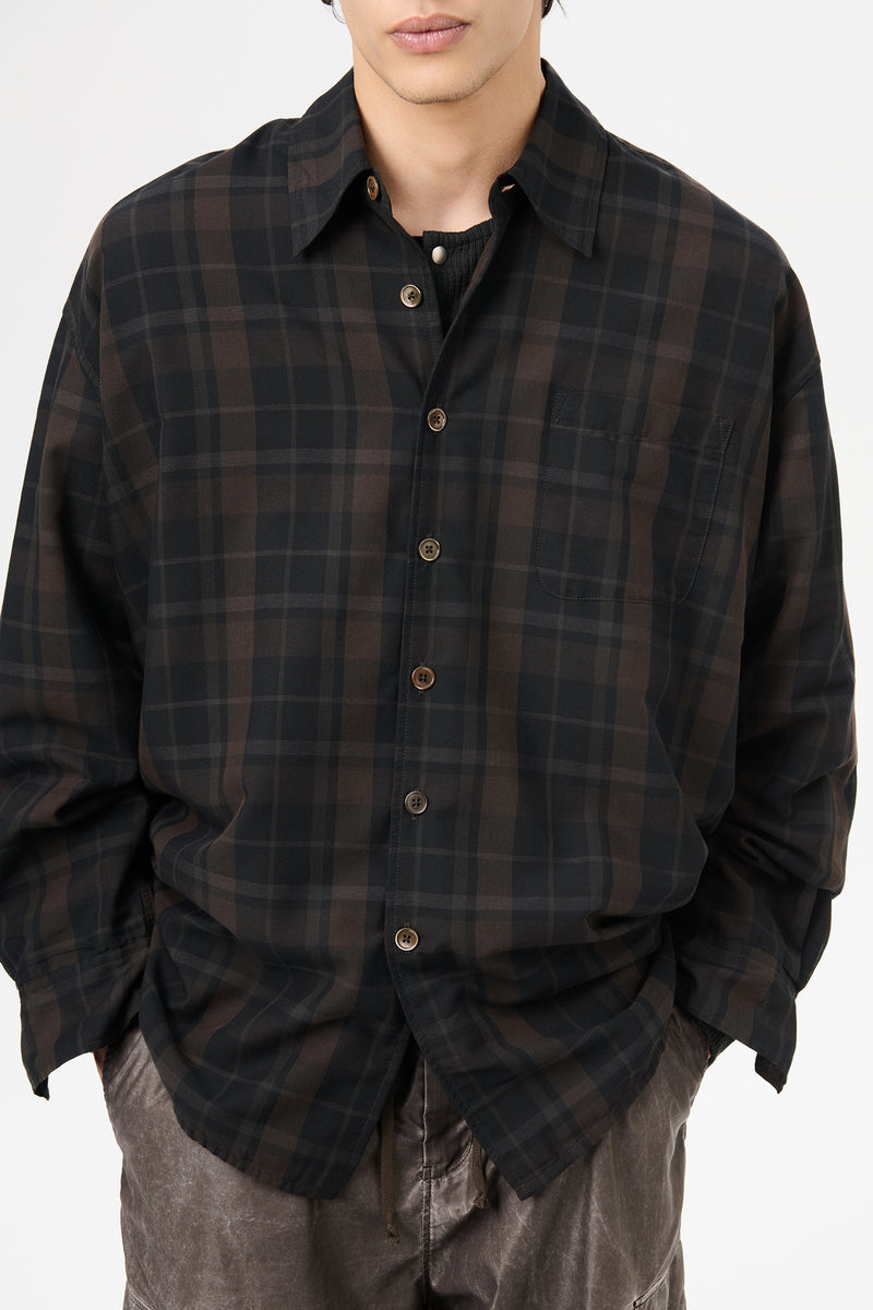 Black Sheer Shadow Check Borrowed Shirt