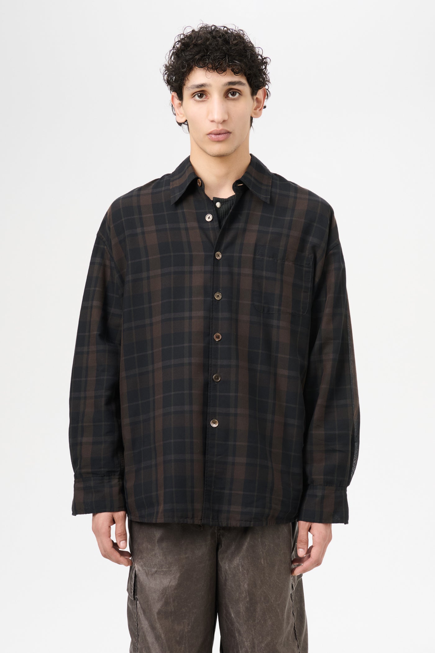 Black Sheer Shadow Check Borrowed Shirt – MANIFESTO