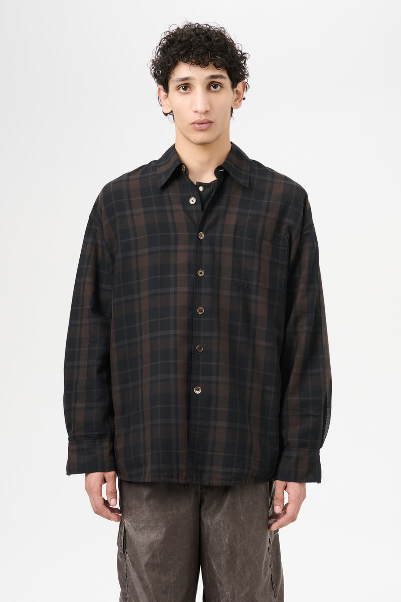 Black Sheer Shadow Check Borrowed Shirt