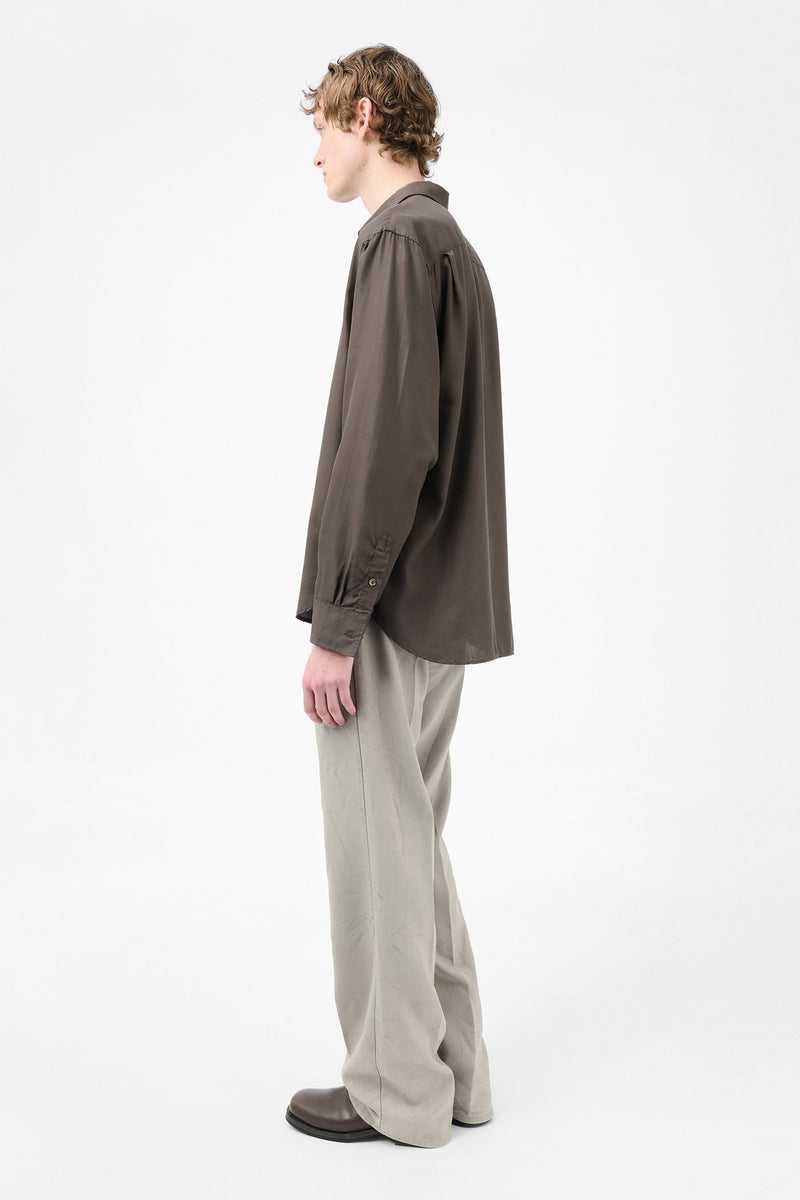 Draping Brown Liquid Tencel Evening Shirt