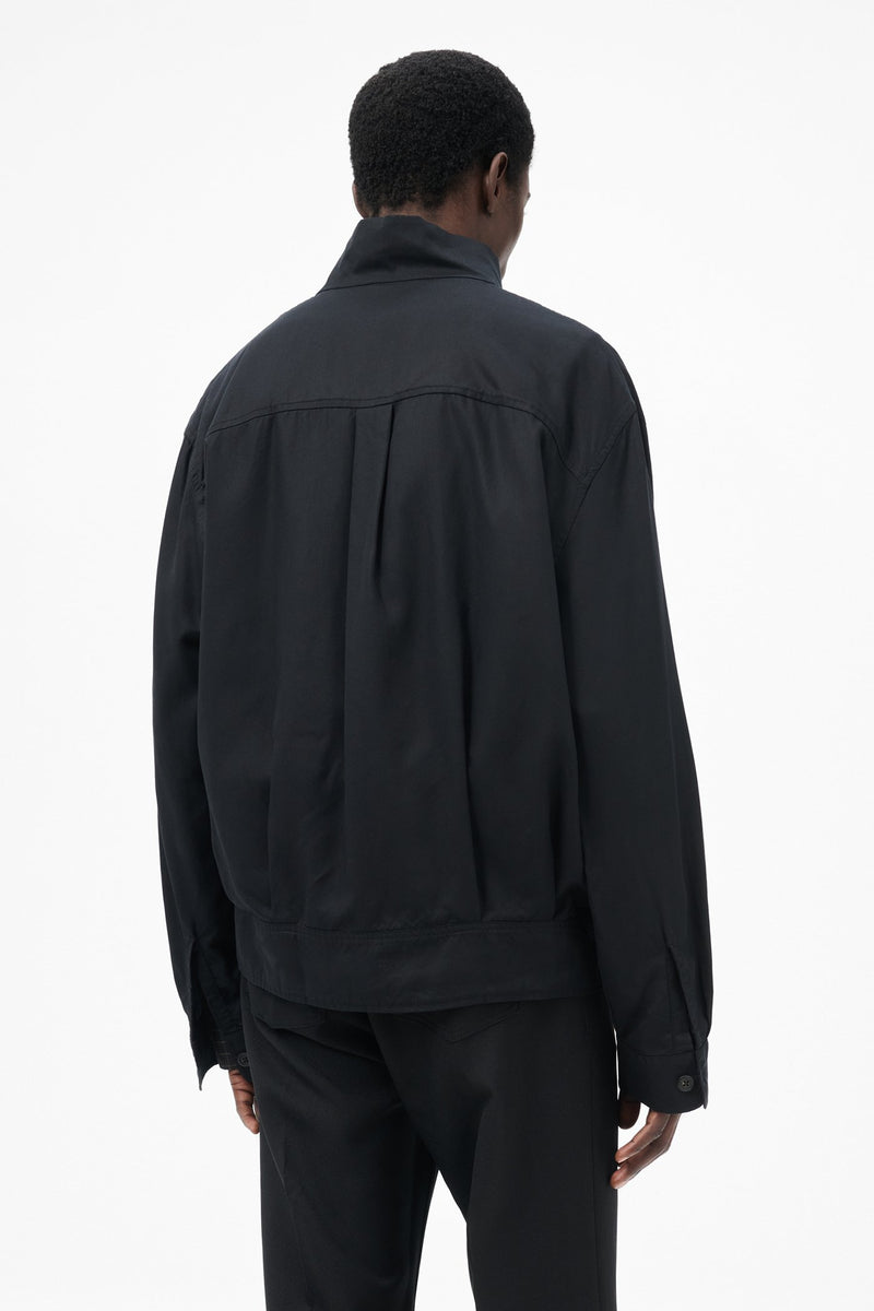 Draping Black Lyocell Mock Bomber