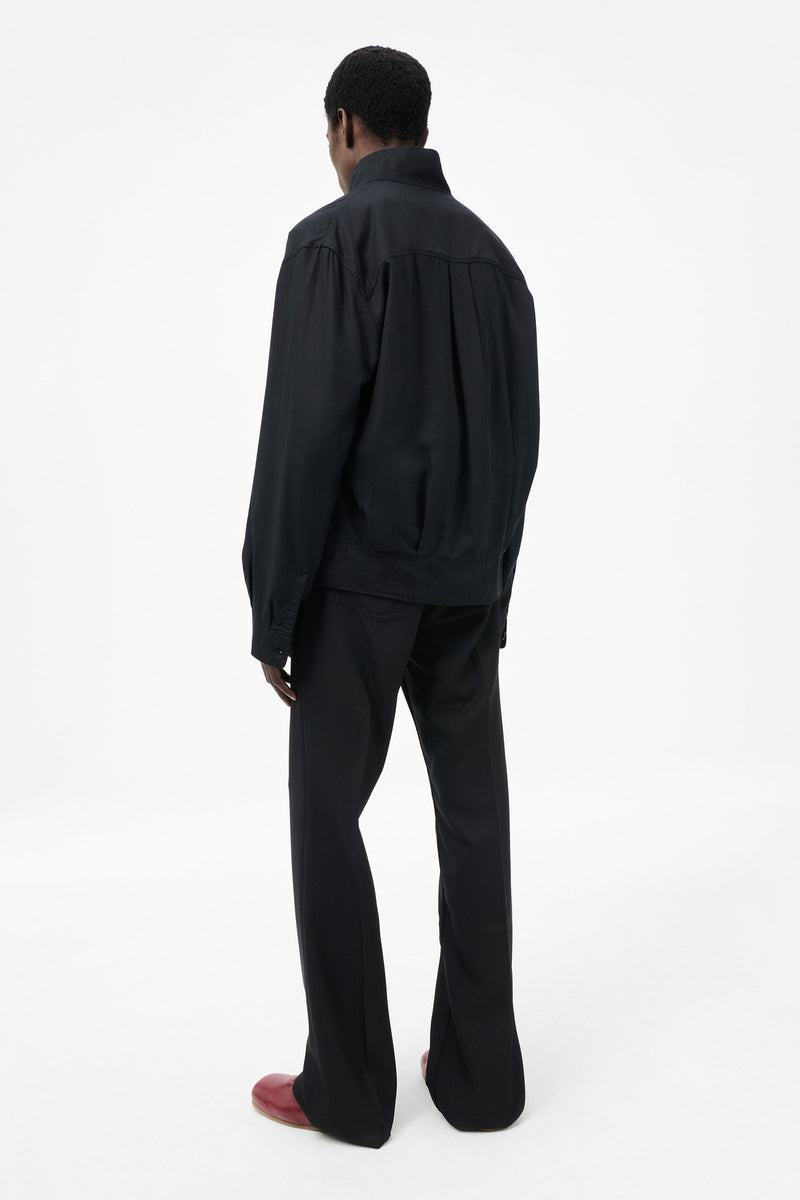Draping Black Lyocell Mock Bomber