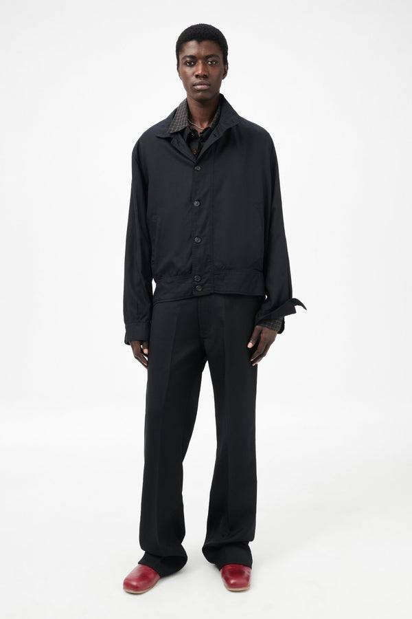 Draping Black Lyocell Mock Bomber