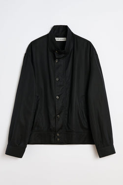 Draping Black Lyocell Mock Bomber
