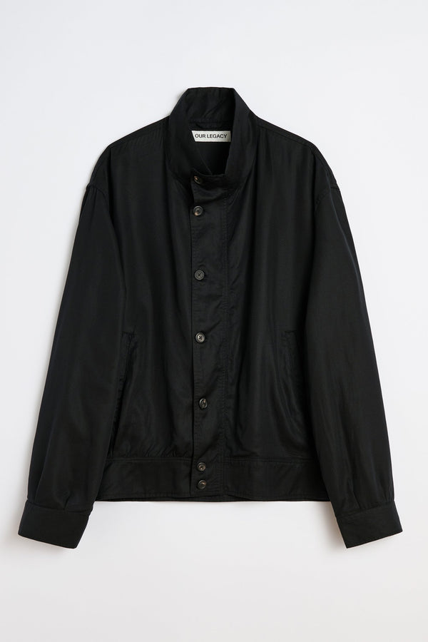 Draping Black Lyocell Mock Bomber