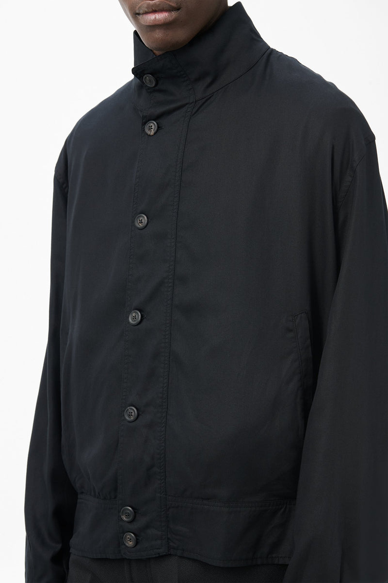 Draping Black Lyocell Mock Bomber