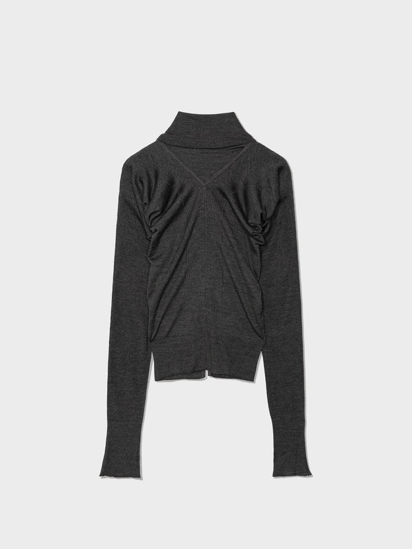 Charcoal Layered Fitted Knit Cardigan