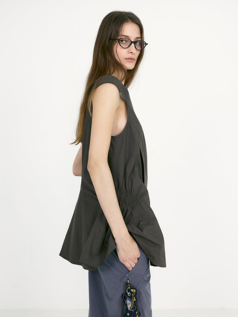 Khaki Off Shoulder Shirred Blouse Top