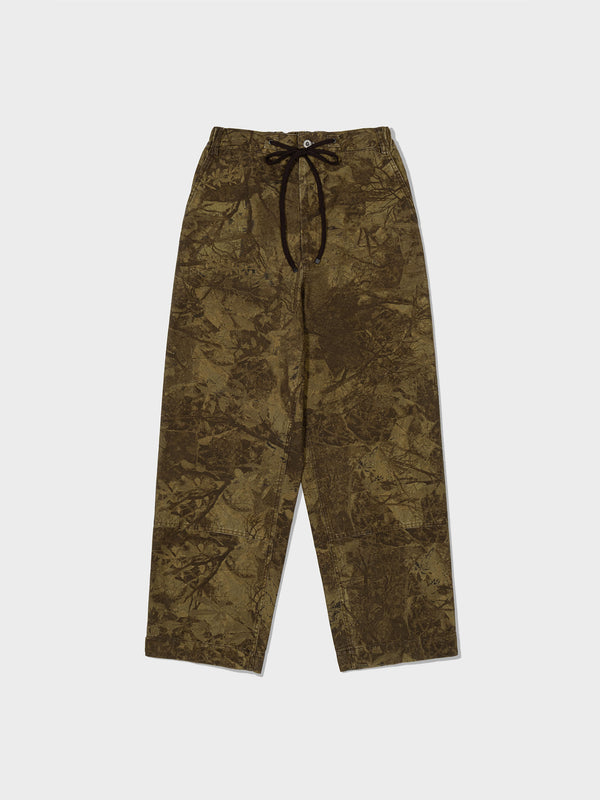 Camouflage Washed Cotton Wide Pants