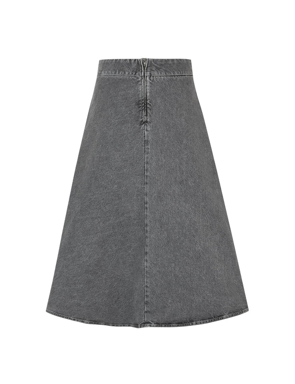 Grey Denim Stelly Long Skirt