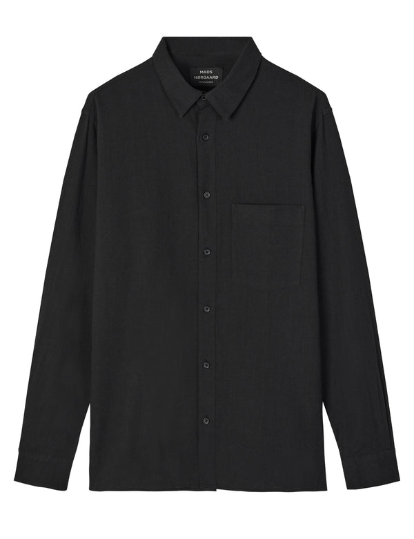 Black Cotton Linen Sune Shirt