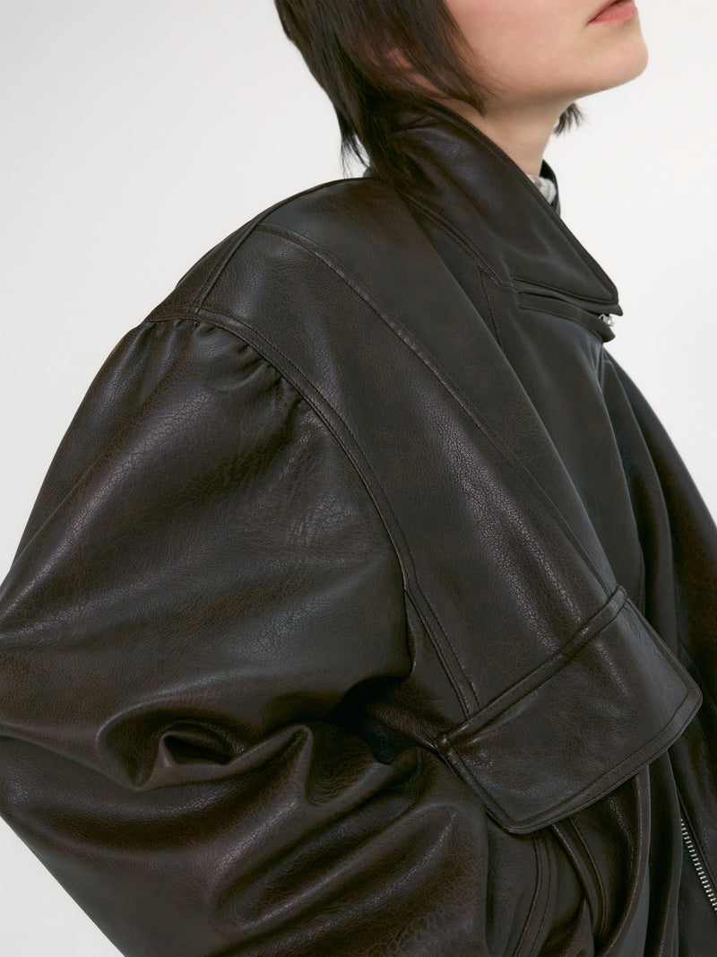 Brown Leather Short Jacket