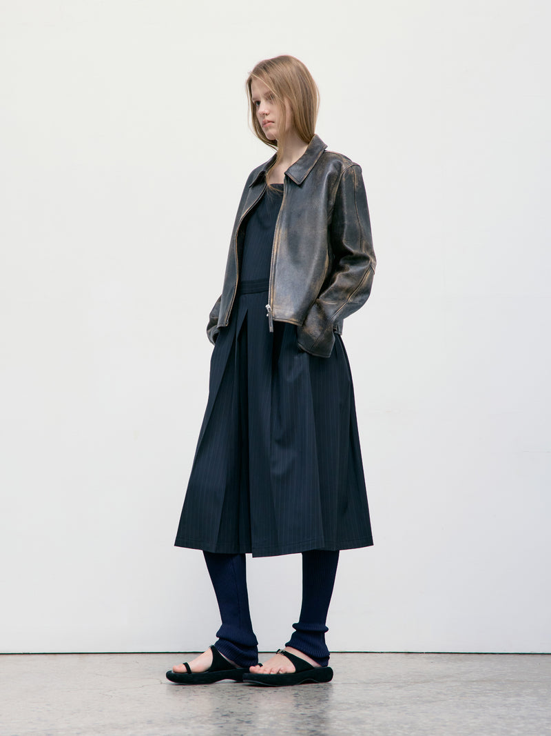 Black Inverted Pleat Dress