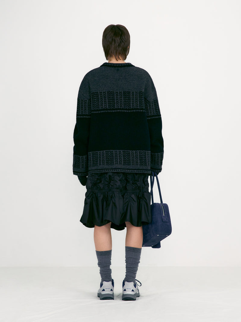 Black Padded Shirring Skirt