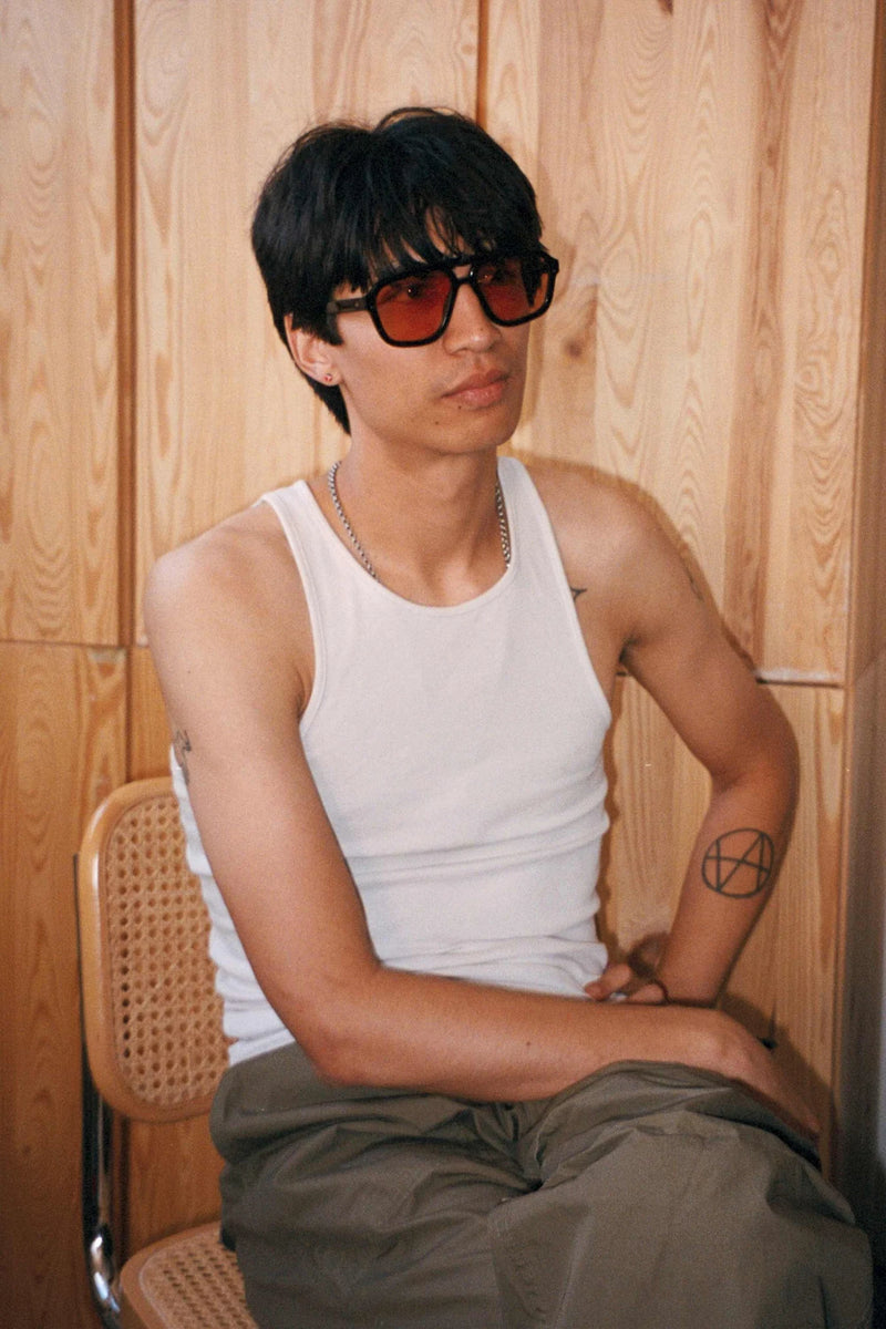 Jet Black- Orange Solid Lens