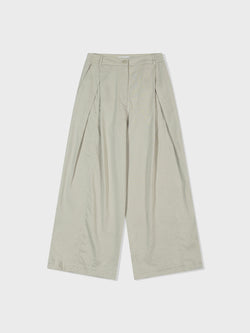 Light Khaki Linen Tuck Wide Pants