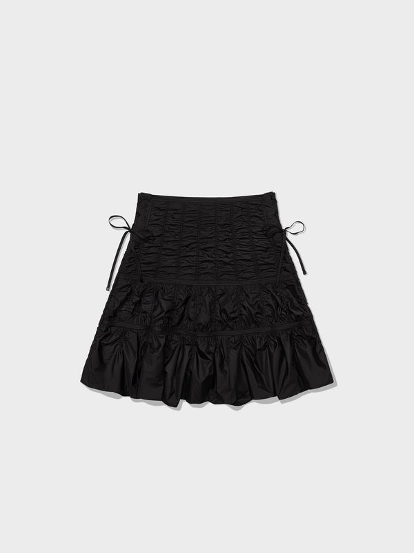 Black Padded Shirring Skirt