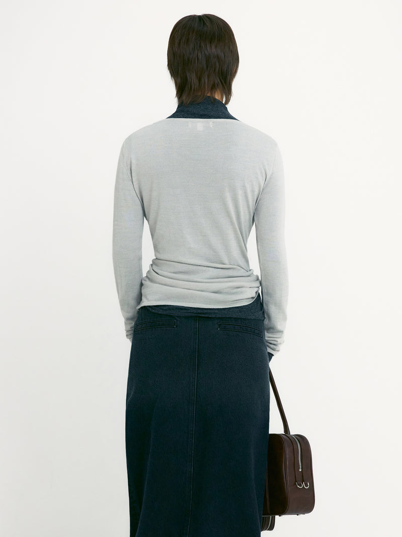 Melange Grey Button Up Wrap Tshirt