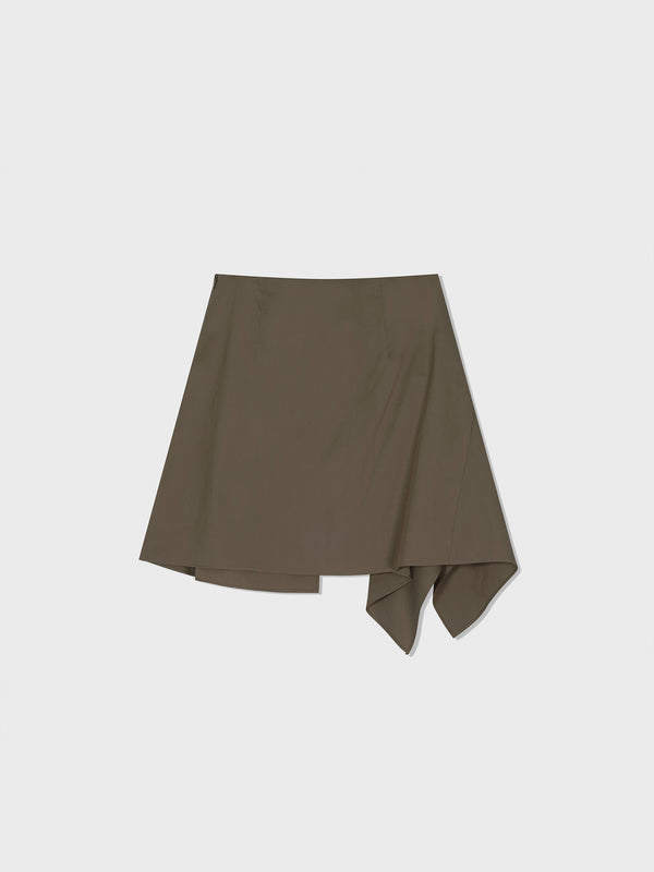 Khaki Brown Unbalance Drape Mini Skirt