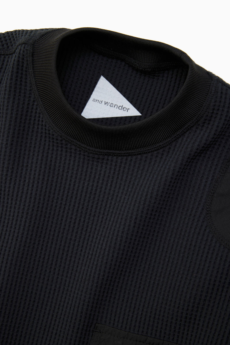 W Black PE Waffle Short Length Tshirt