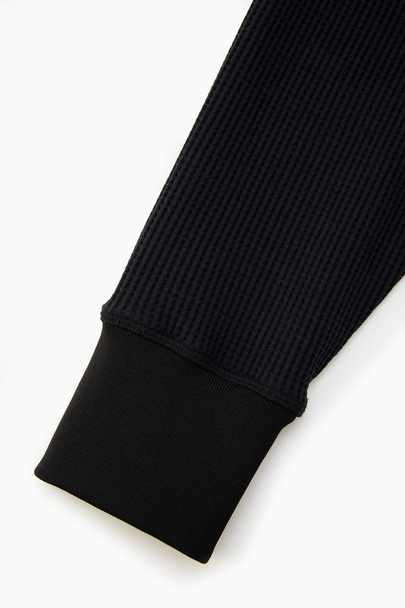 W Black PE Waffle Short Length Tshirt