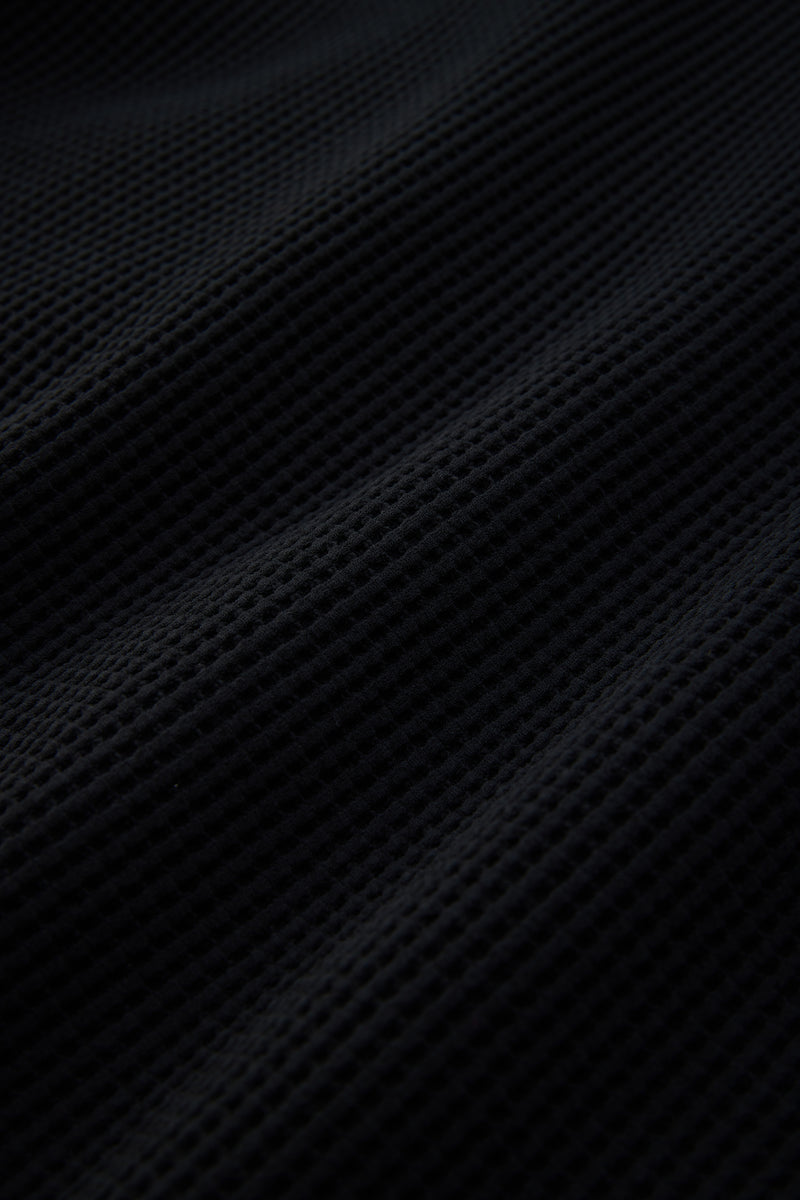 W Black PE Waffle Short Length Tshirt