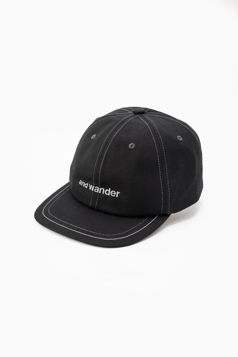 Black Logo Cotton Twill Cap