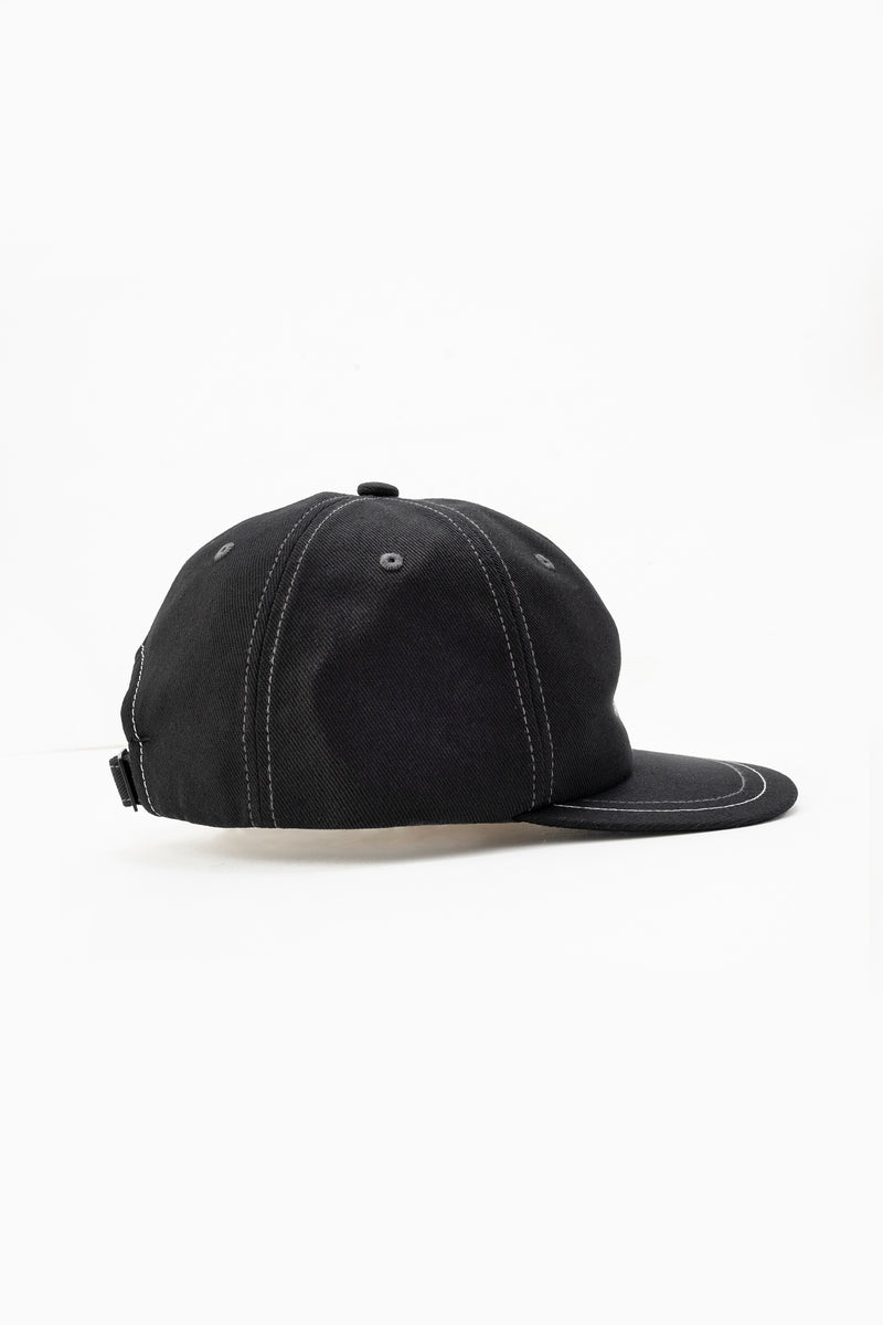 Black Logo Cotton Twill Cap