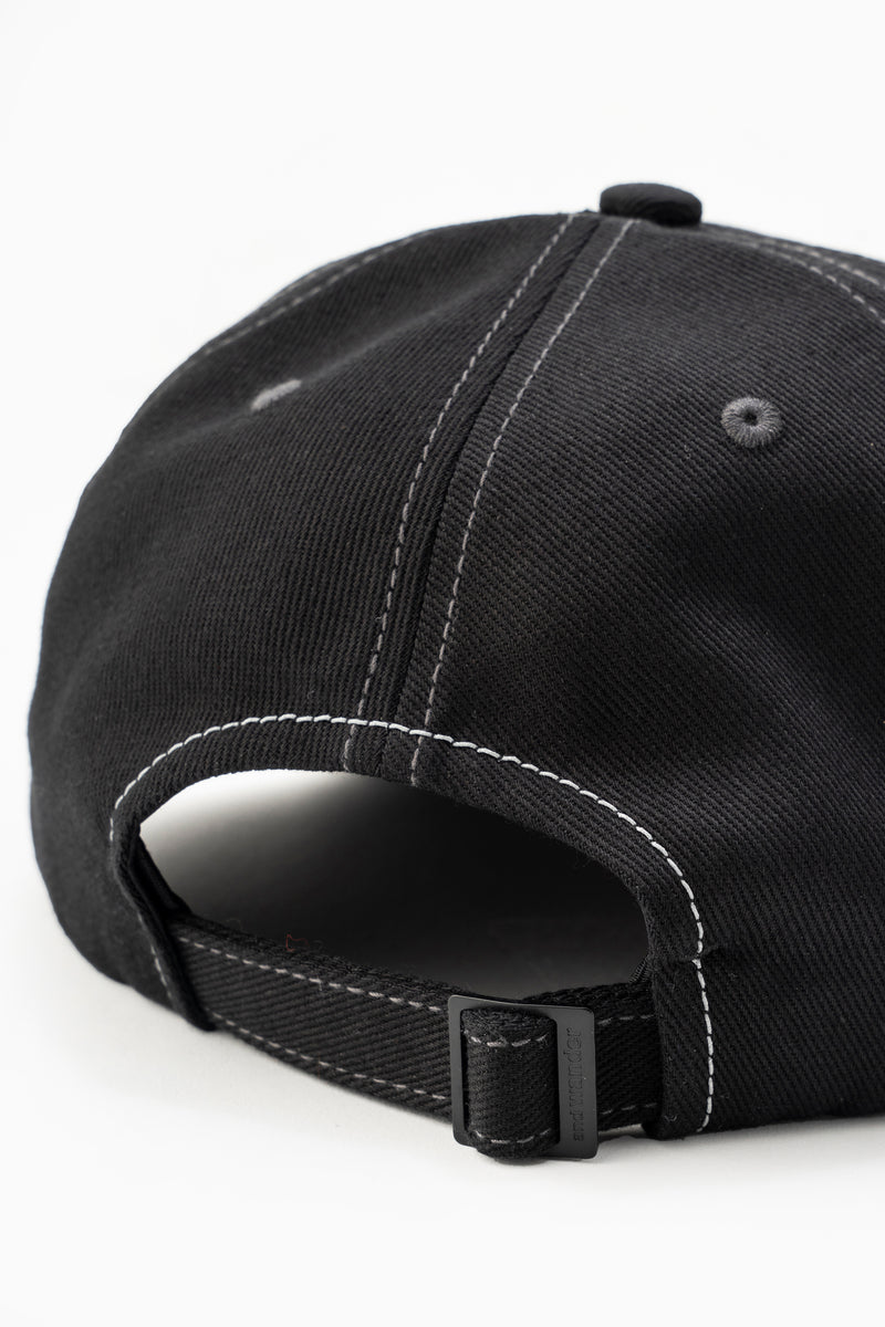 Black Logo Cotton Twill Cap