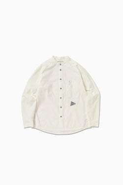 White Fleece Base Band Collar Shirt