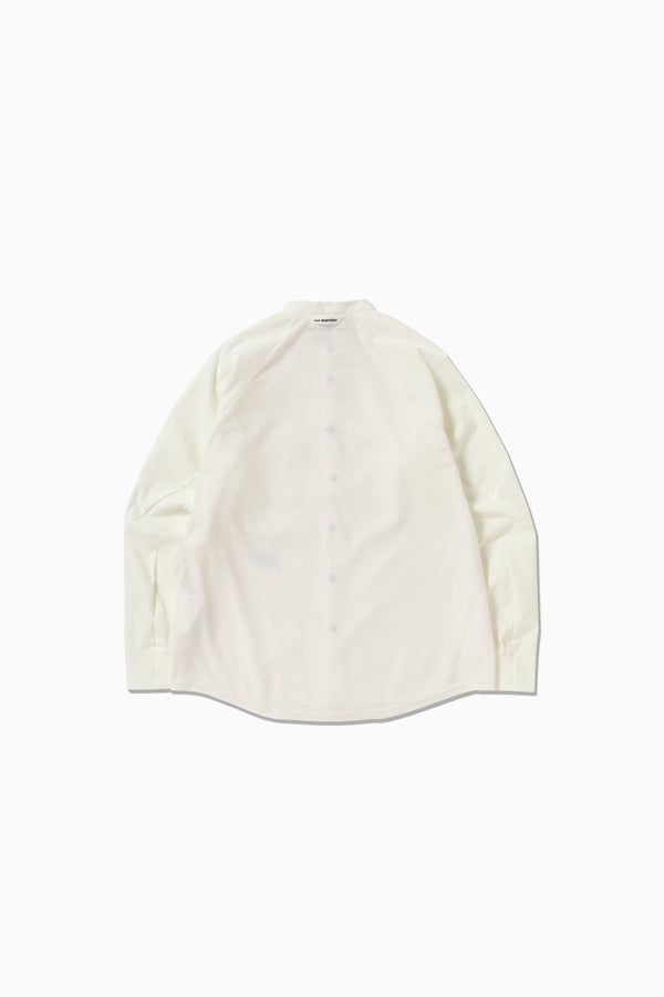 White Fleece Base Band Collar Shirt