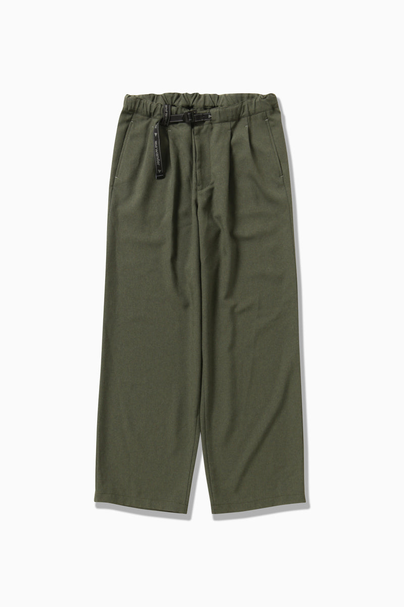 M Dark Green PE Melange Twill Wide Pants