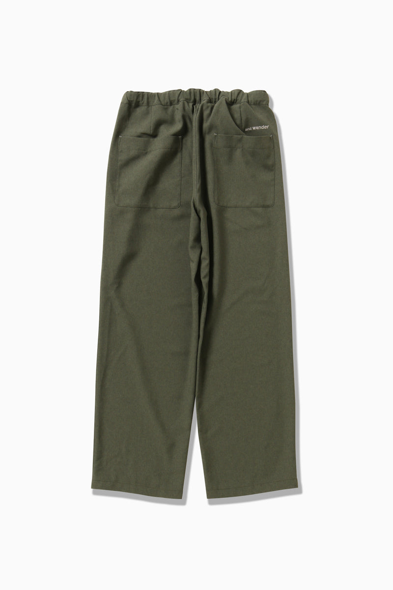 M Dark Green PE Melange Twill Wide Pants