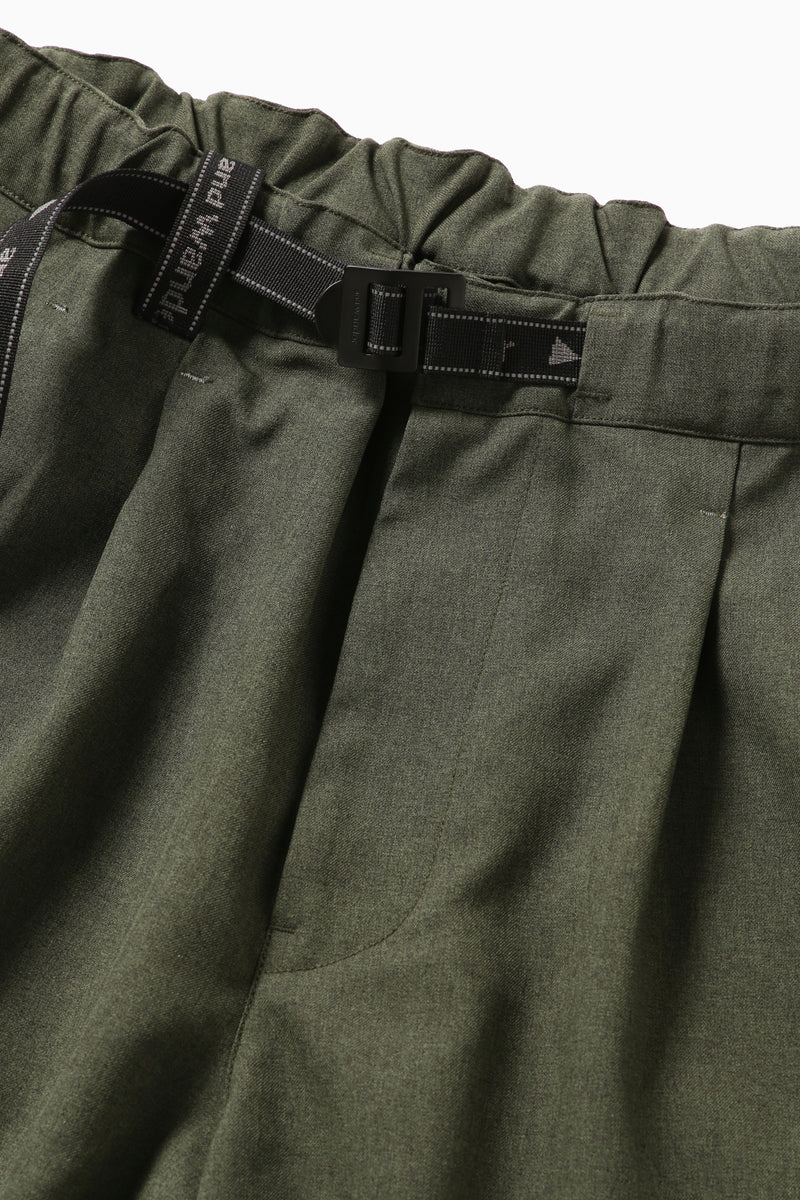 M Dark Green PE Melange Twill Wide Pants