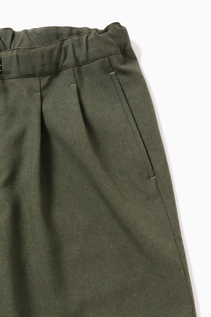 M Dark Green PE Melange Twill Wide Pants