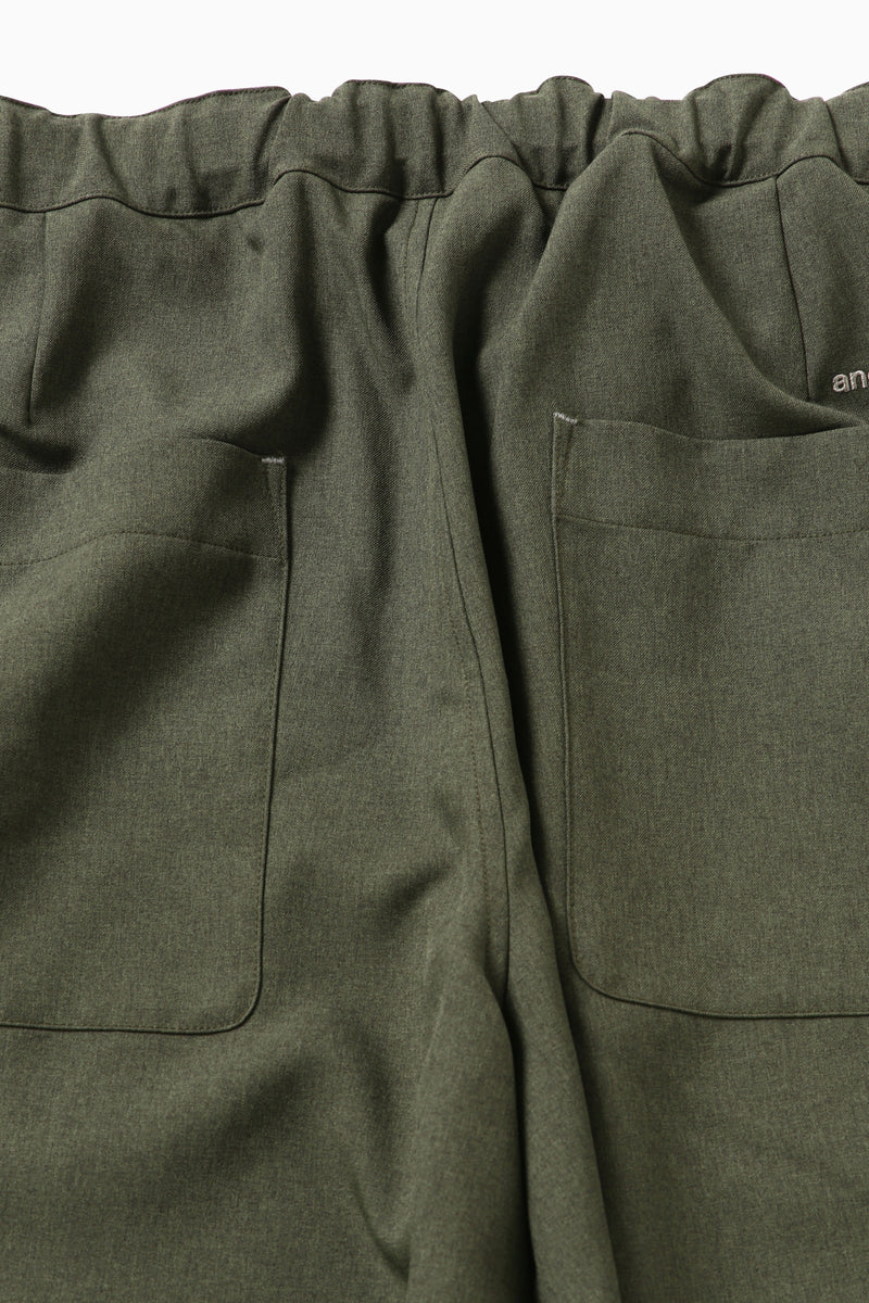 M Dark Green PE Melange Twill Wide Pants