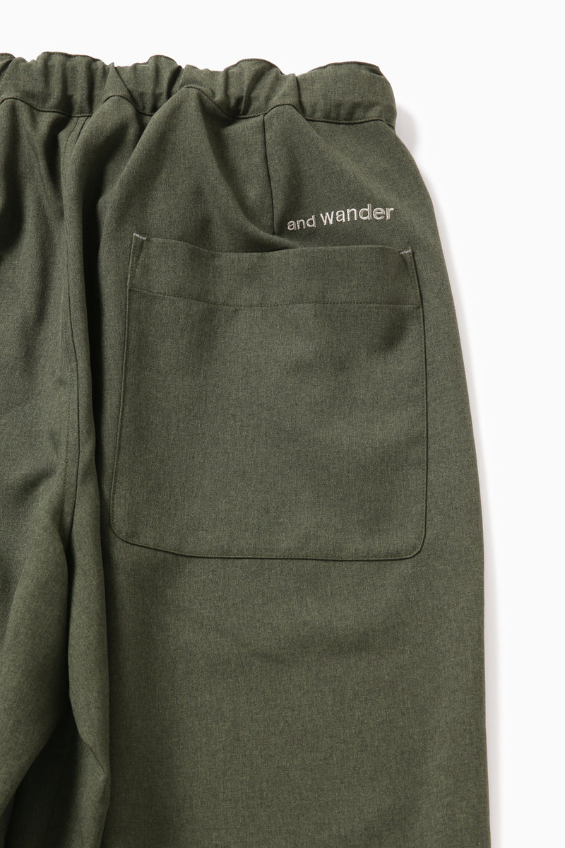 M Dark Green PE Melange Twill Wide Pants