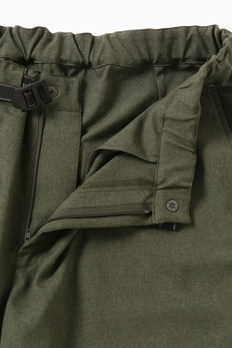 M Dark Green PE Melange Twill Wide Pants