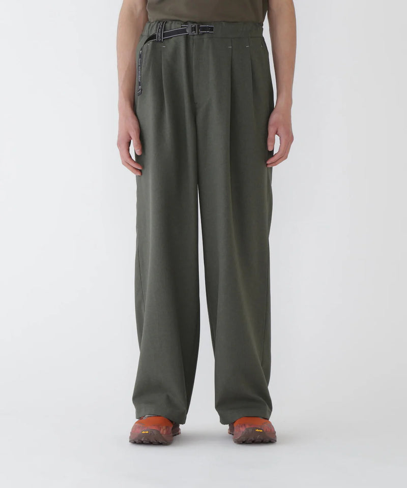 M Dark Green PE Melange Twill Wide Pants