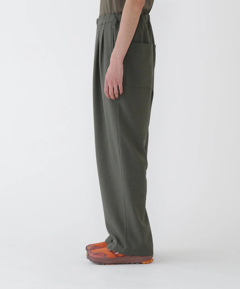 M Dark Green PE Melange Twill Wide Pants