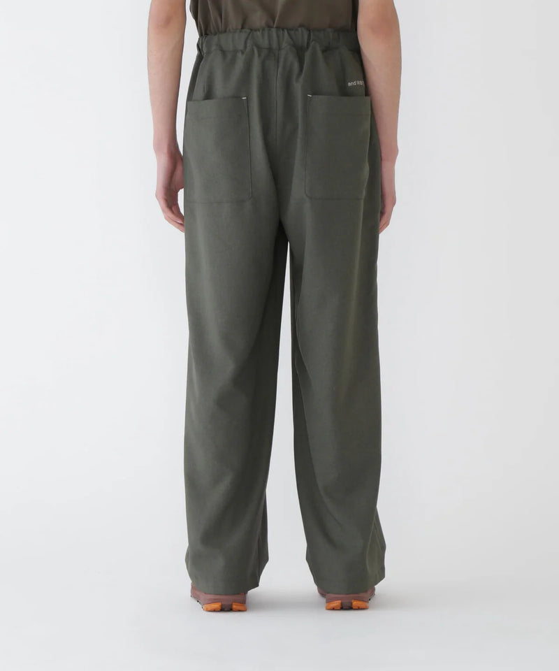 M Dark Green PE Melange Twill Wide Pants